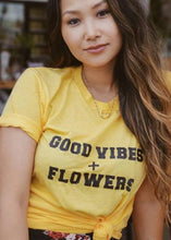Load image into Gallery viewer, Good Vibes + Flowers - Boyfriend Tee