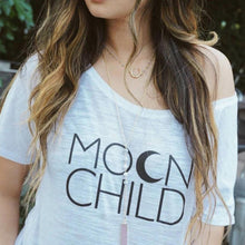 Load image into Gallery viewer, MOON CHILD Off Shoulder Tshirt, Moon Child Tee, Moon Child, Stay Wild Moon Child, Moon Child Shirt, Moon Child T, Moon Child T, Moon Child