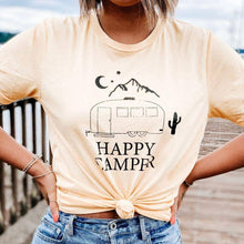 Load image into Gallery viewer, HAPPY CAMPER, Happy Camper Tshirt, Happy Camper Tank, Airstream Tshirt, Moon Tshirt, Happy Camper Shirt