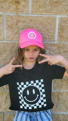 Checkered Happy Smiley Face Tee