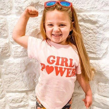 Load image into Gallery viewer, GIRL POWER Tshirt - Pink &amp; White