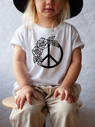 Peace Floral Retro - Kid's + Toddler Tees