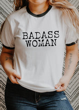 Load image into Gallery viewer, Badass Woman, Typewriter Font - Retro Fitted Ringer