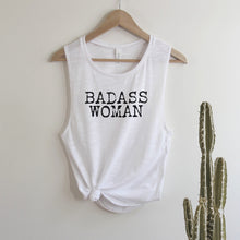 Load image into Gallery viewer, Badass Woman, Typewriter Font - Muscle Tank