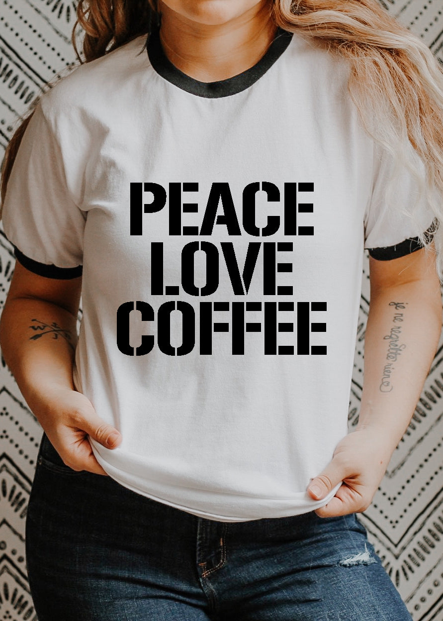Peace Love Coffee - Retro Fitted Ringer