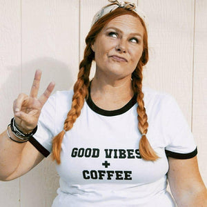 Good Vibes + Coffee - Retro Fitted Ringer