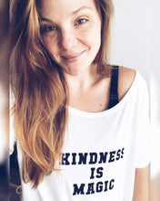 Load image into Gallery viewer, KINDNESS IS MAGIC Off Shoulder Tee, Kindness Tee, Kindness Is Magic, Kindness Matters, Be Kind Tee, Kind Tee, Kindness Is Magical