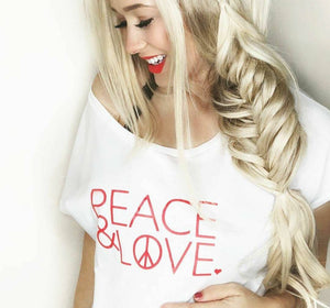 PEACE & LOVE Tee, Red Ink, Peace Tee, Love Tee, Peace and Love, Valentine's Day Tshirts, Heart Shirts, Peace and Love, Love Tshirts