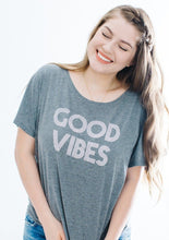 Load image into Gallery viewer, GOOD VIBES, Gray Good Vibes tshirt, Good Vibes Tee, Good Vibes, Good Vibes Shirt, Good Vibes Top, Good Vibes Only