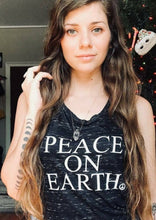 Load image into Gallery viewer, PEACE ON EARTH, Black Tee or Tank, Peace Tshirt, Peace On Earth Tshirt, Mama Bird &amp; Co