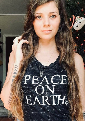 PEACE ON EARTH, Black Tee or Tank, Peace Tshirt, Peace On Earth Tshirt, Mama Bird & Co
