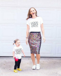 2 Piece SET, Good Vibes Only White, Good Vibes only Tshirts, Good Vibes Only Shirts, Mama and Me Sets